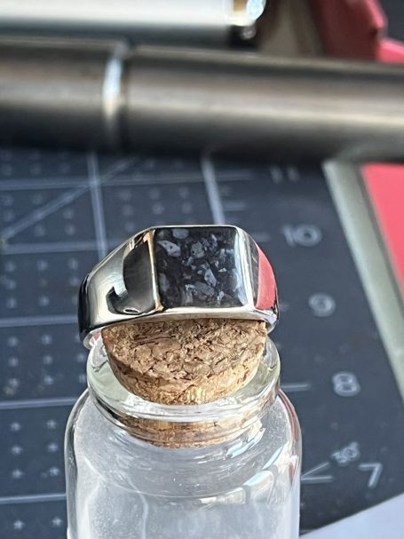 Gents sterling silver ashes ring.